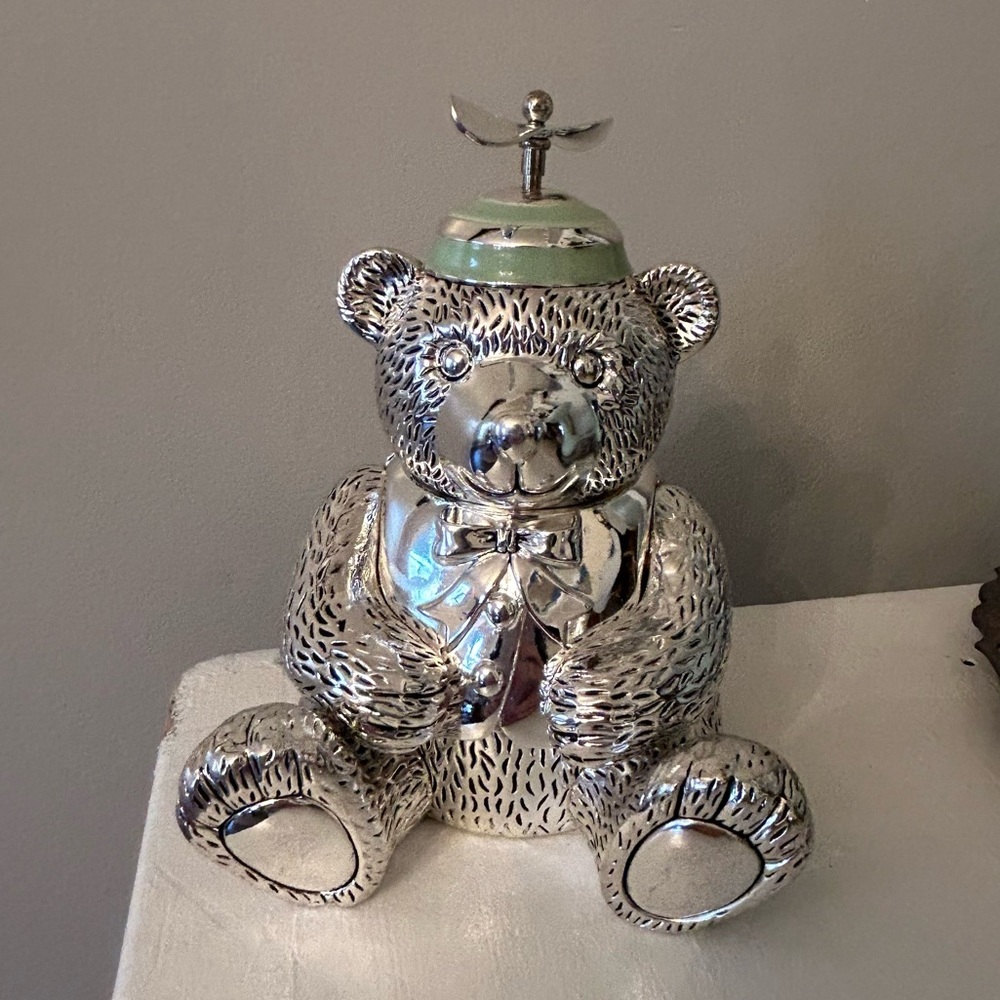 Reed & Barton Silver Bear Coin Bank